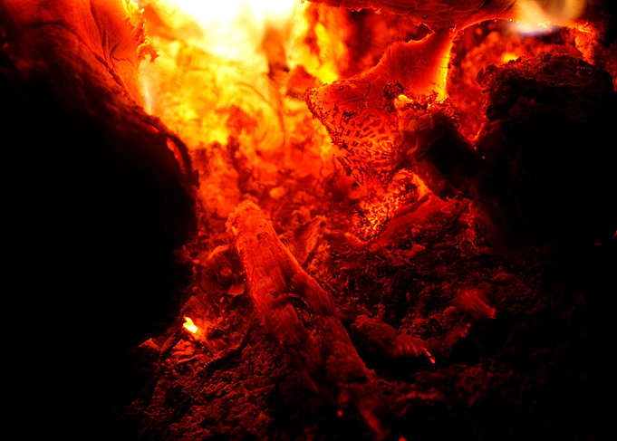 Fire grill flames closeup