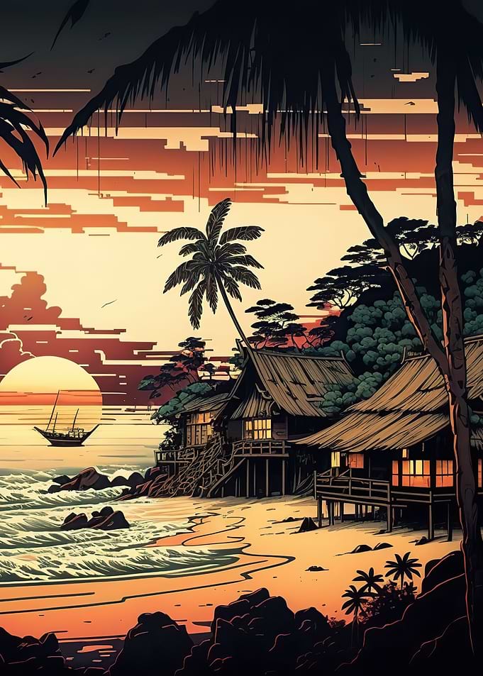 Coastal Village Landscape