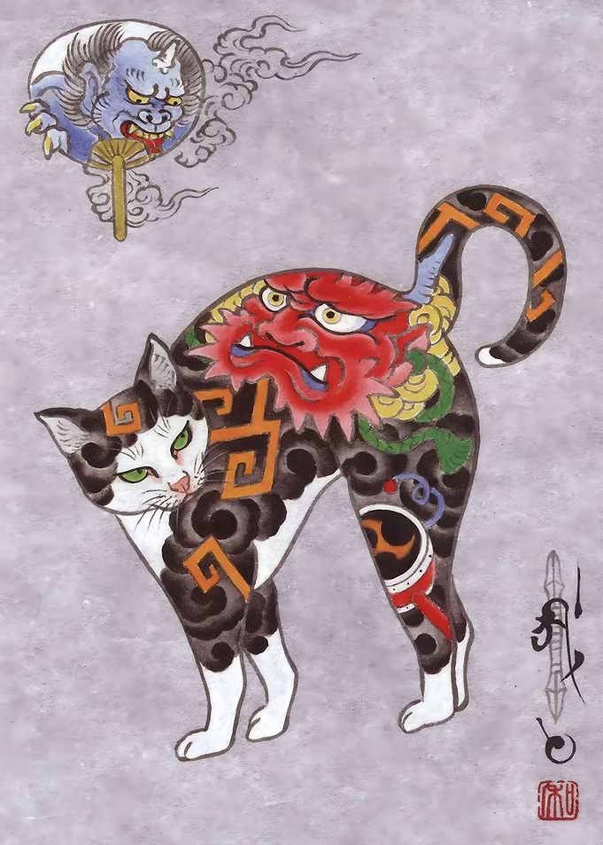 Irezumi Cat Tattoo