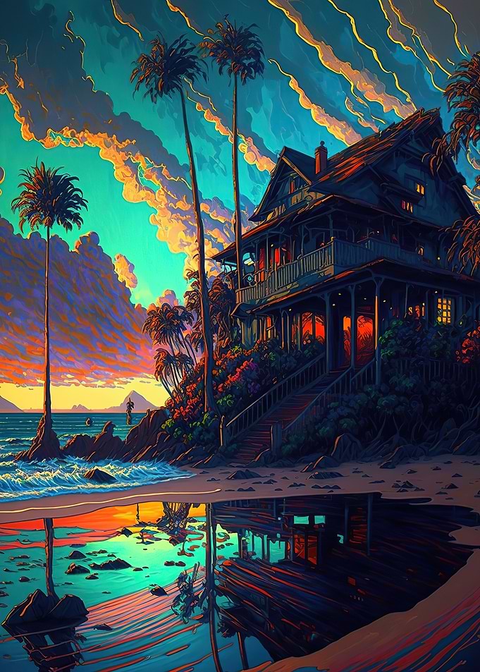 Coastal Village Landscape