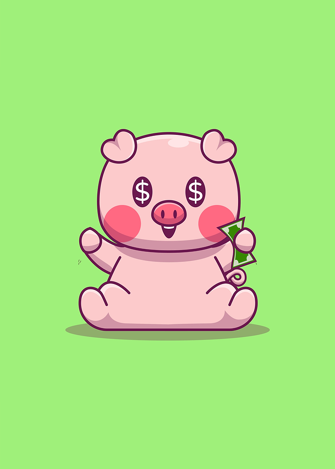 Cute Pig With Paper Money