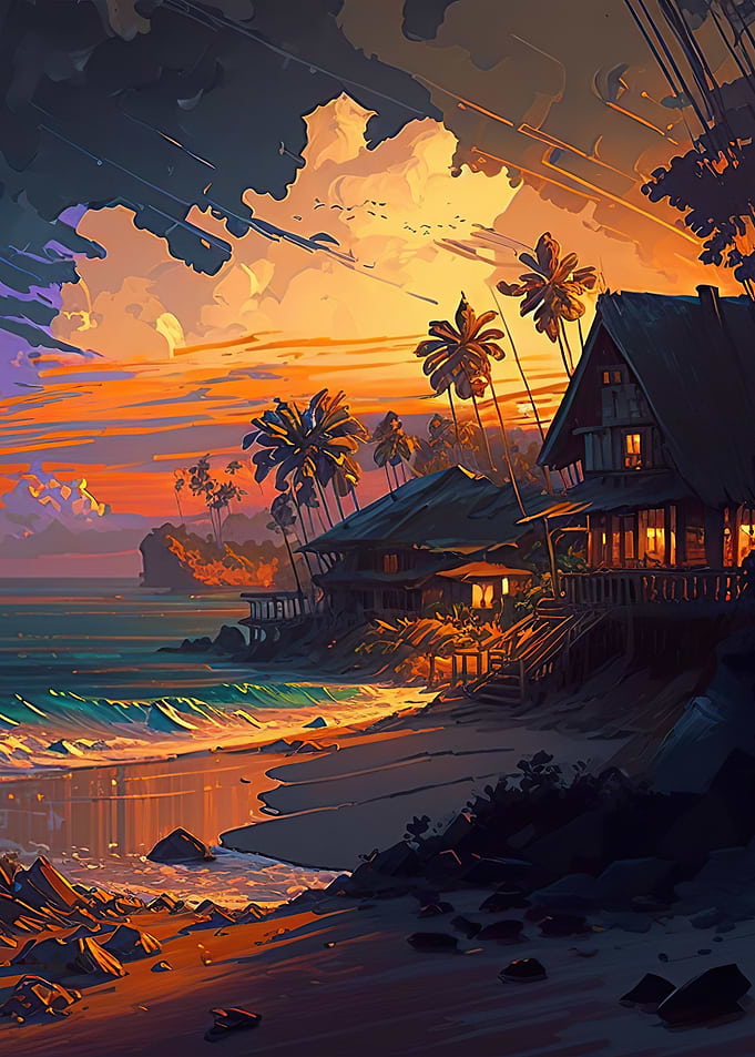 Coastal Village Landscape