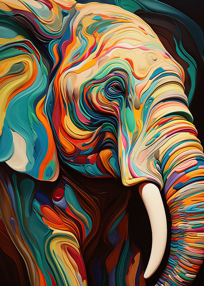 Digital Elephant Art Print
