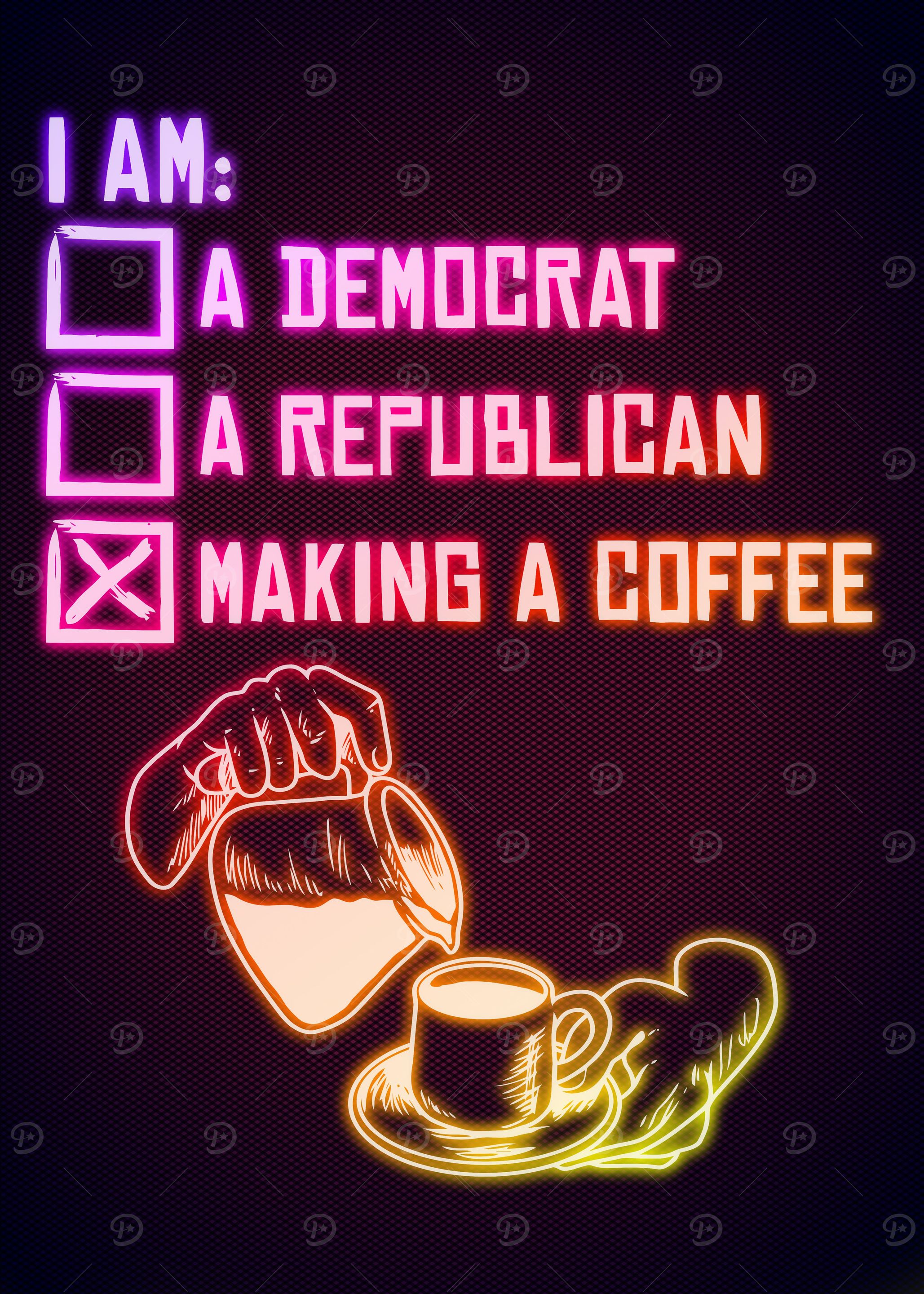 Coffee Funny Neon Poster