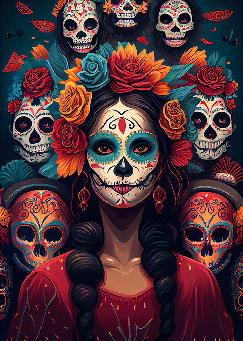 Celebrating the Departed — sugar skull metal wall art