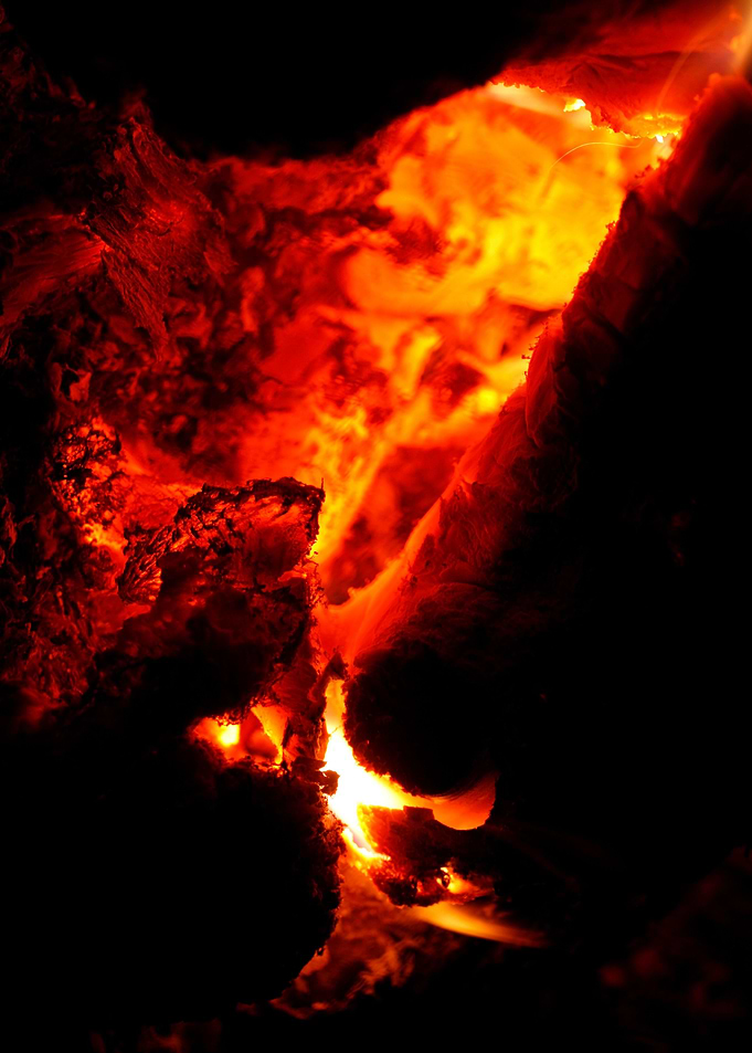 Fire grill flames closeup