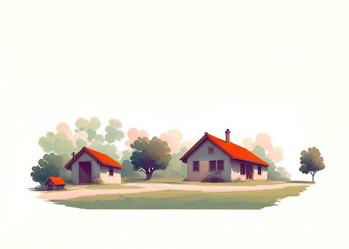 Watercolor houses countrys