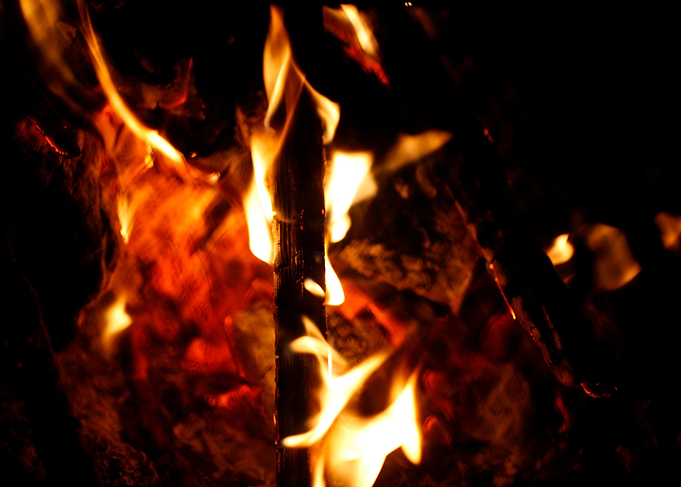Fire grill flames closeup