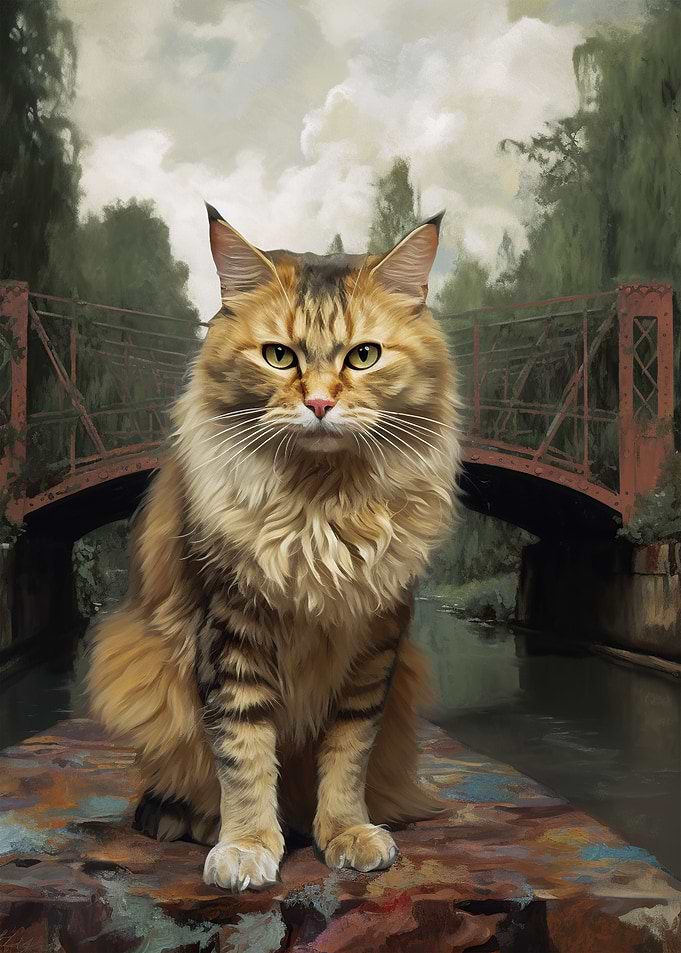 Fluffy Hair Cat Art Poster