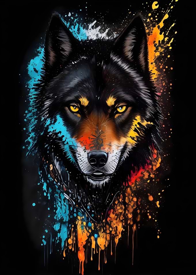 Yellow Eyed Wolf Portrait