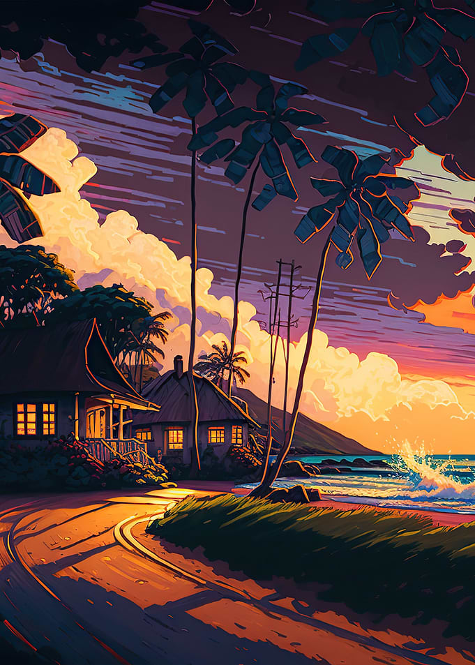 Coastal Village Landscape