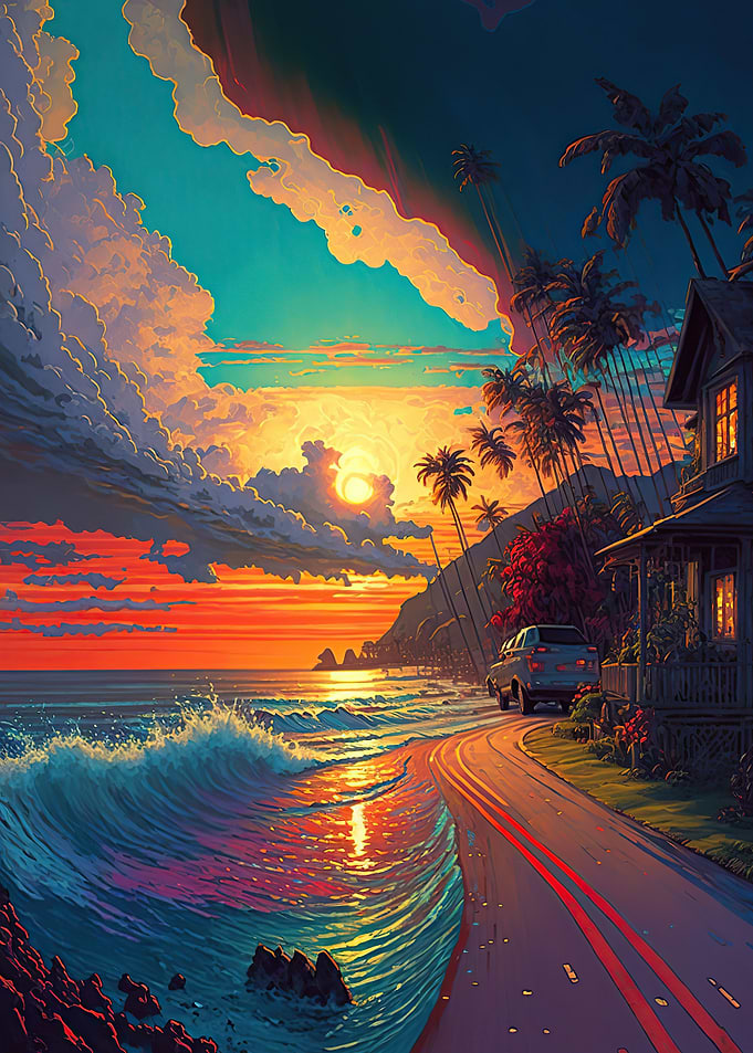 Coastal Village Landscape