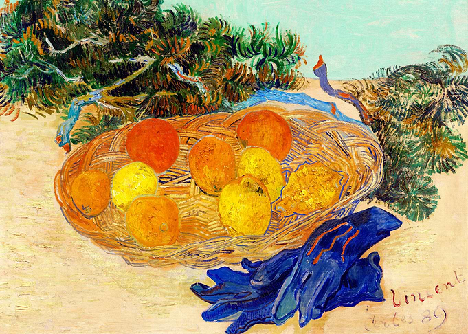 Oranges Lemons Blue Gloves