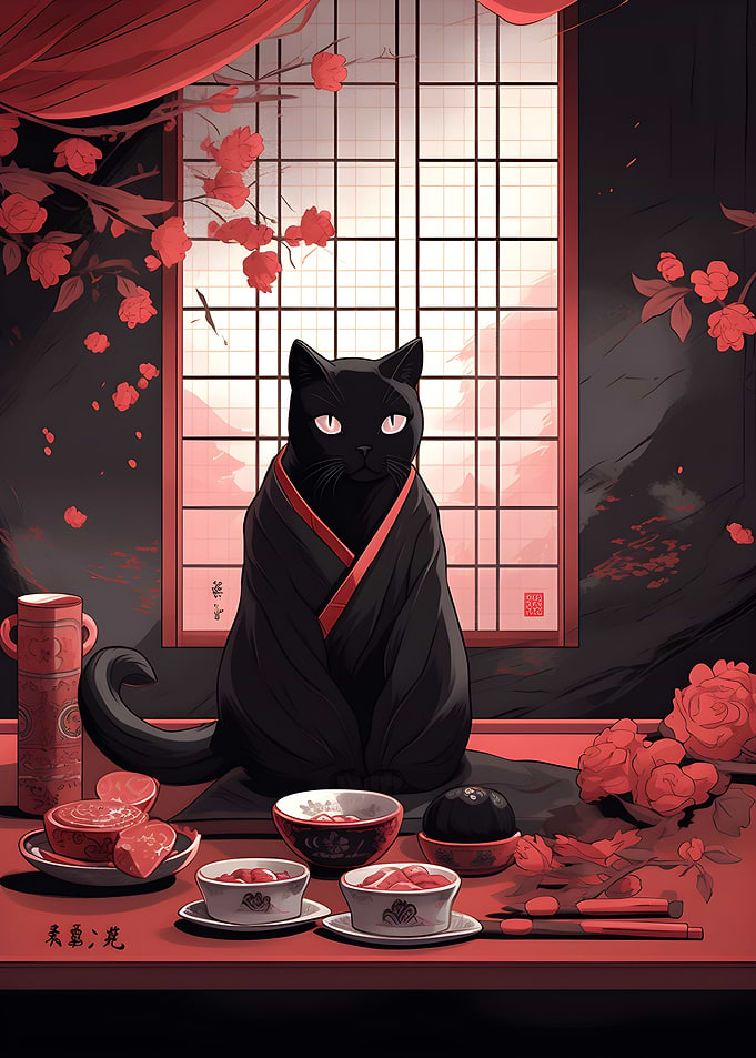 Vintage Cat Japanese