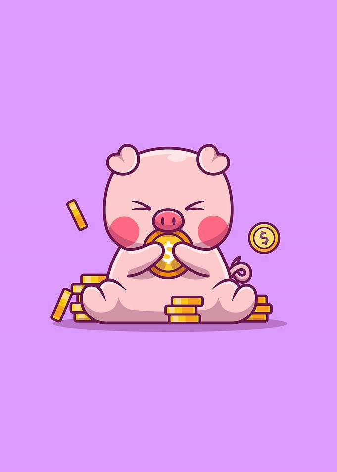 Cute Pig With Gold Money