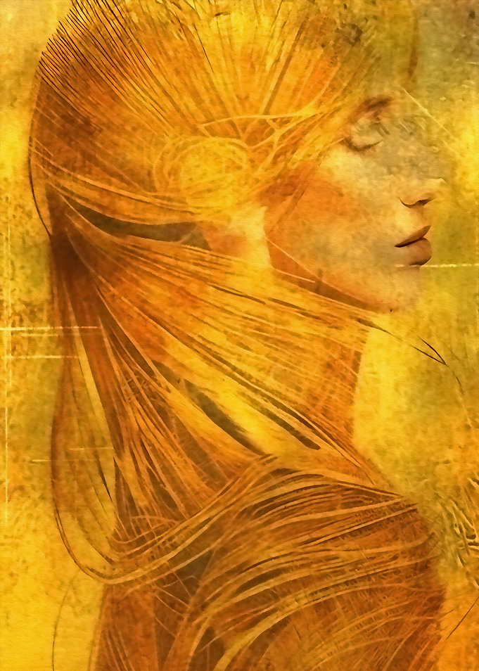 Lady portrait in gold
