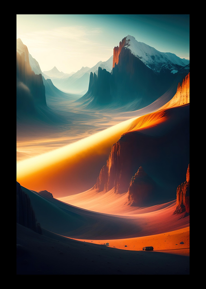 Desert And Snowy Mountain