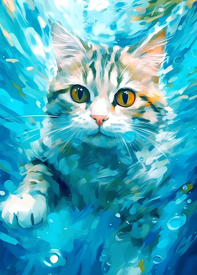 Curious Cat Underwater Art