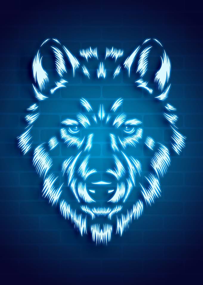 Head wolf neon