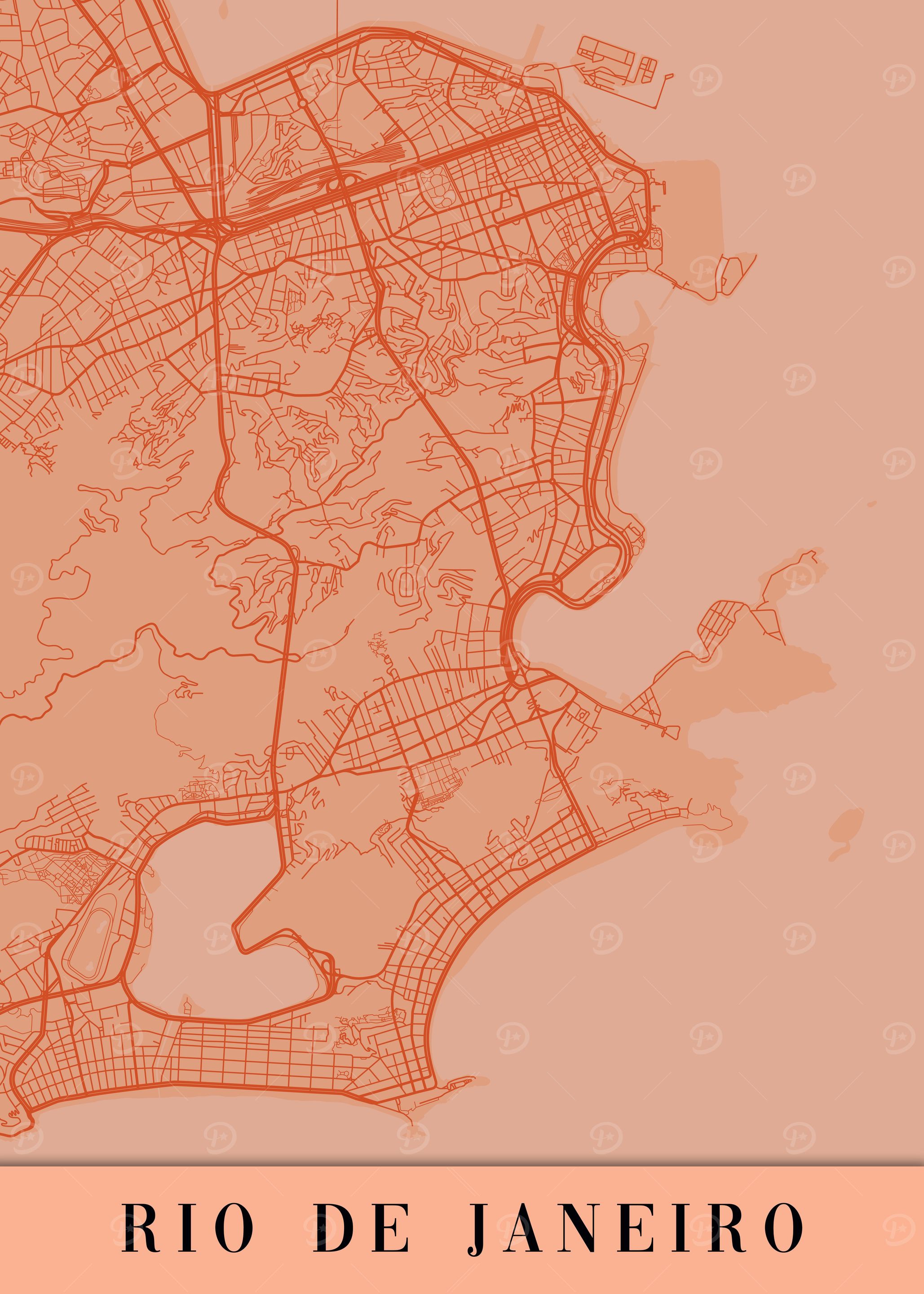 Rio de Janeiro Orange Map