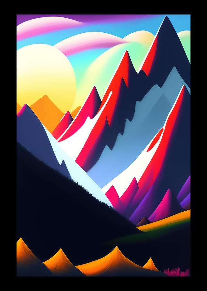 Comic Red Mountains