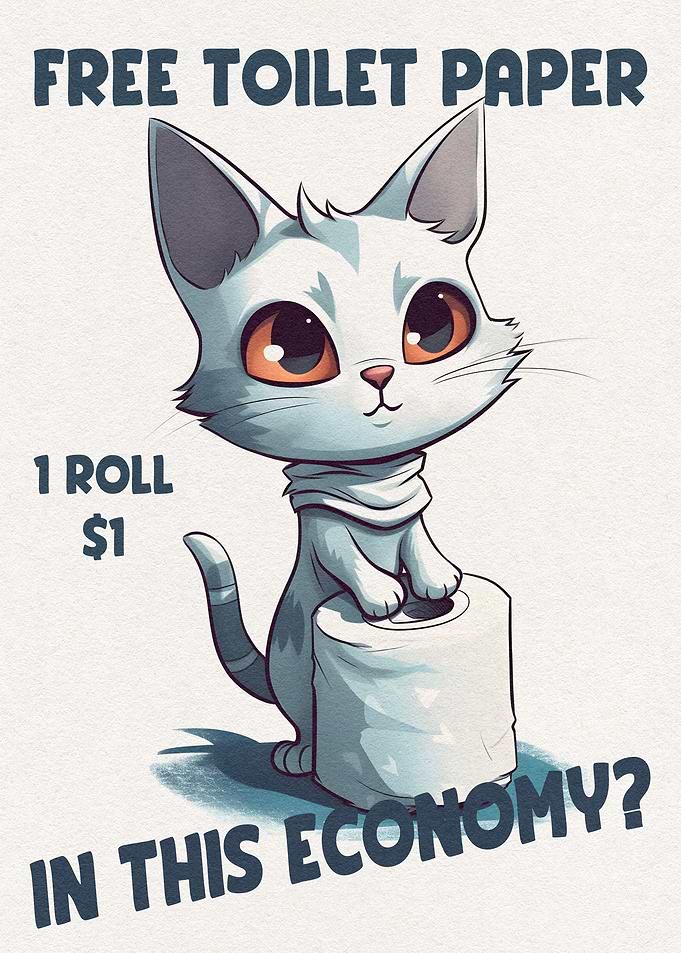 Funny Cat Bathroom Poster