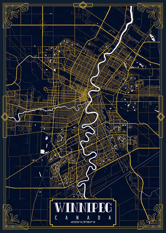 Winnipeg City Map Gold