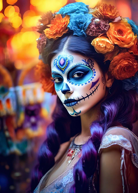 Festive and Mysterious — sugar skull metal wall art