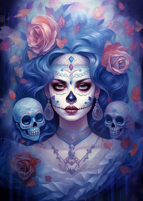 Mexican Girl Carnival — sugar skull metal wall art