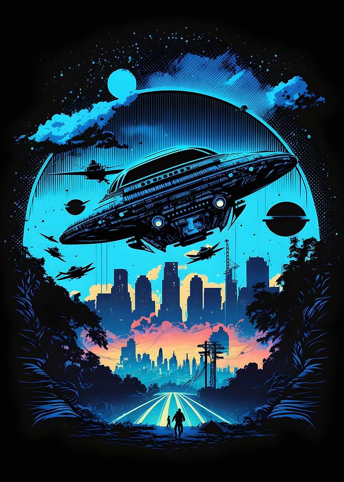 Retro UFO in The Highway