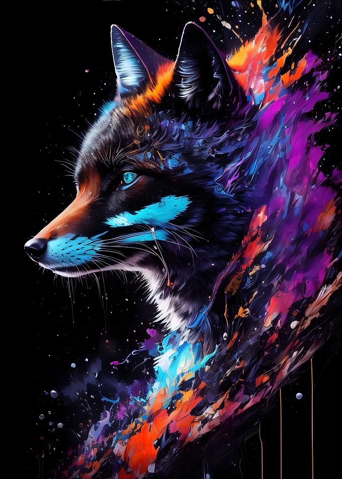Black and Red Fox Portrait