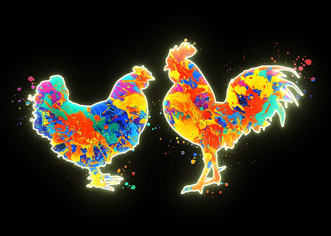 Chicken and Rooster Couple