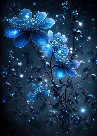 Blue Neon Flowers