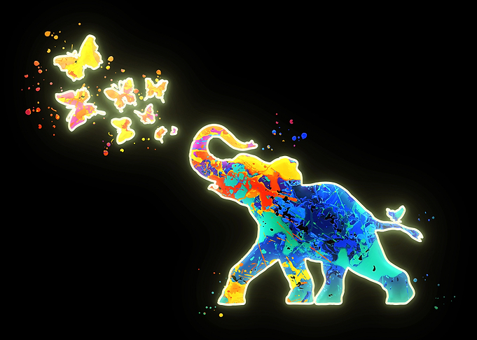 Elephant and Butterflies