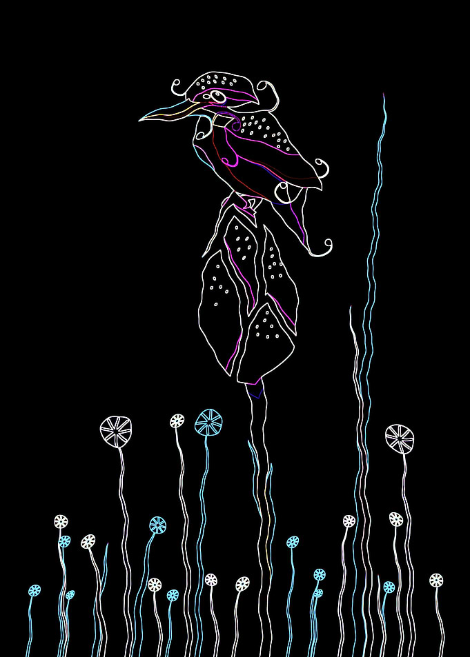 king fisher line art