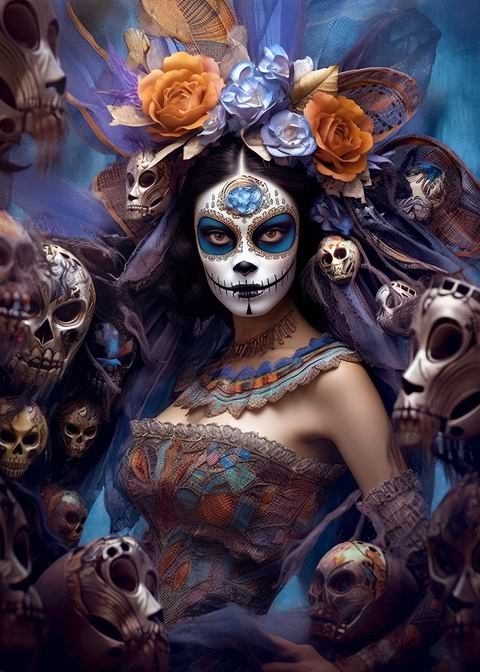 Hauntingly Beautiful — sugar skull metal wall art