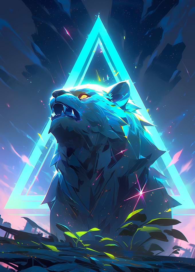 Neon Roaring Lion