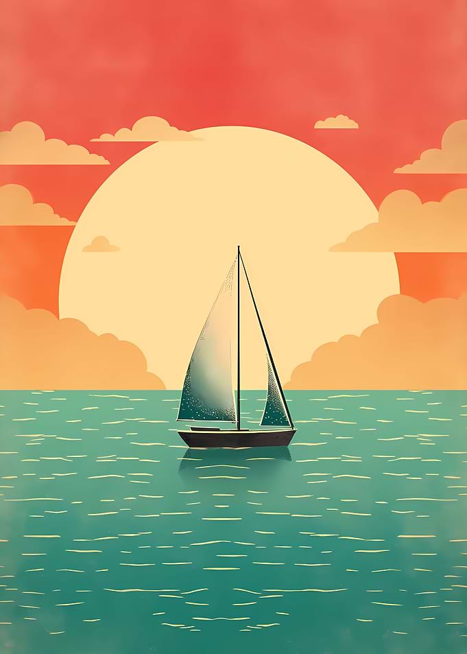 Sailboat Calm Sea Sunset
