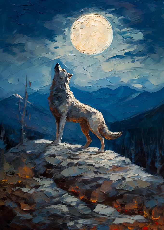 Lone wolf howling