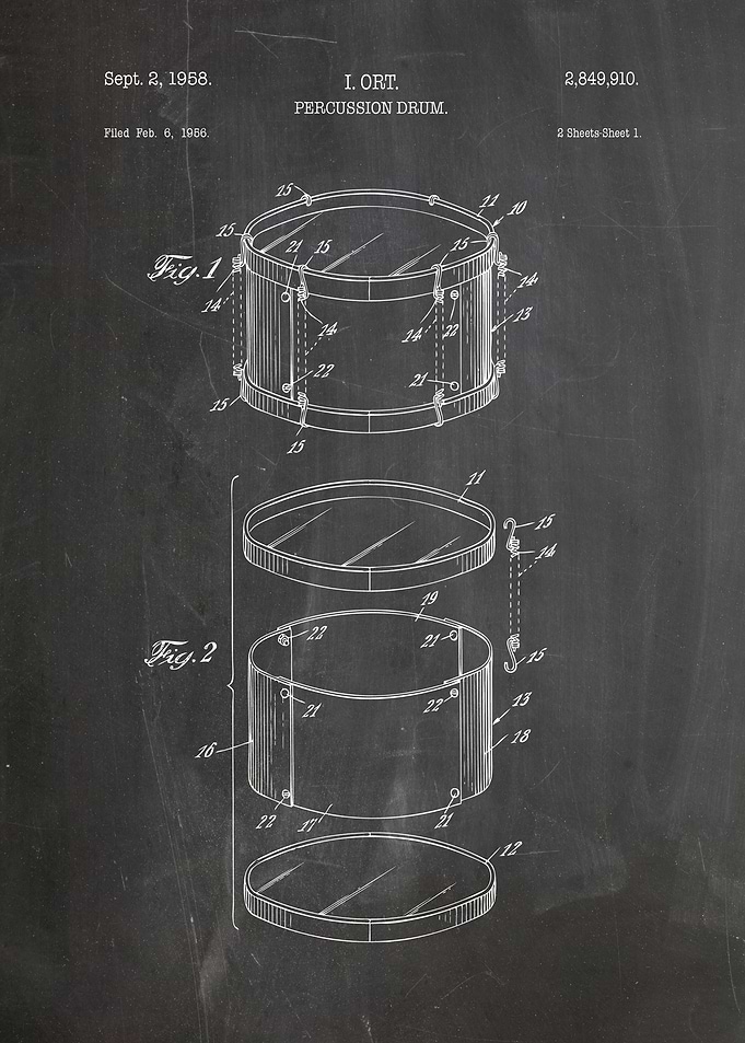 Percussion drum patent