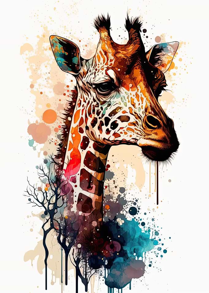 Giraffe Colorful Painting