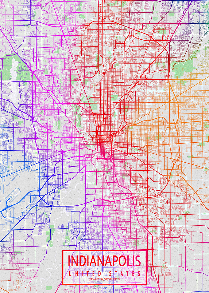 Indianapolis Map Colorful