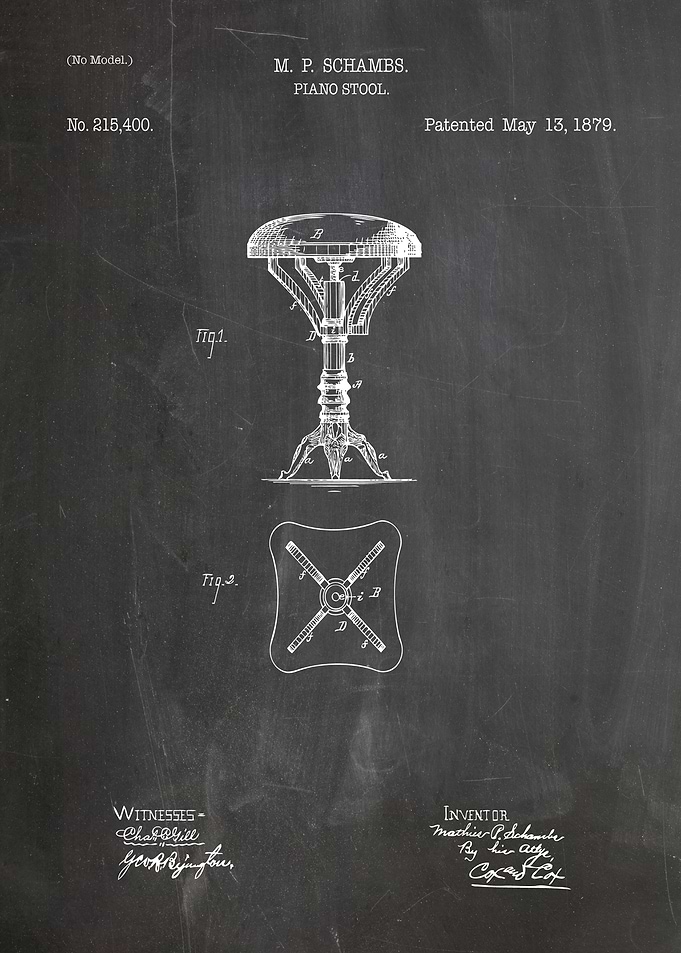 Piano stool patent 1879