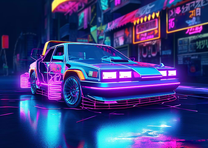 Neon Car in Tokyo