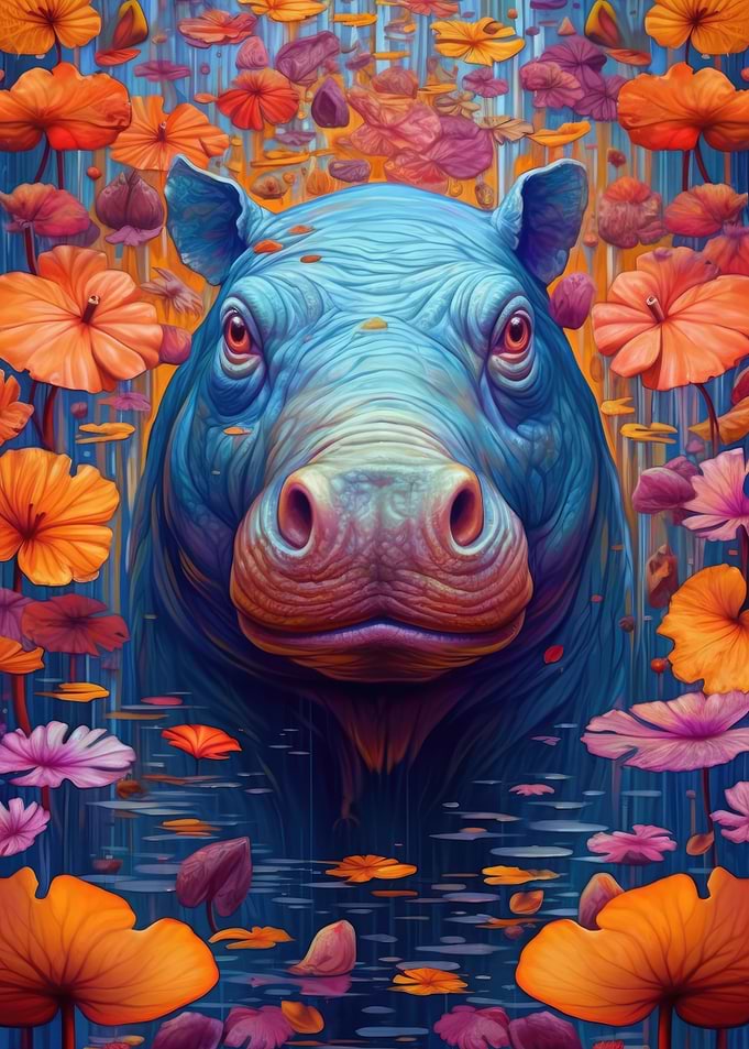 Hippo Flower Portrait