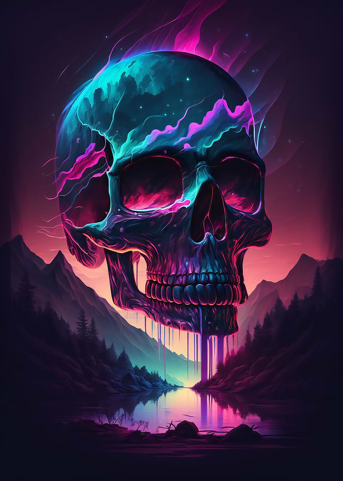 Synthwave Skull