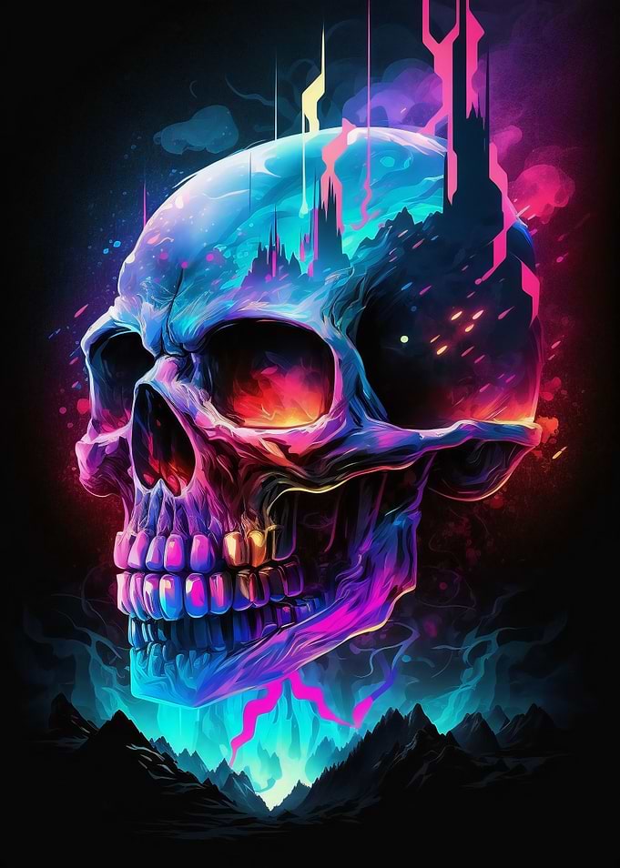Synthwave Skull
