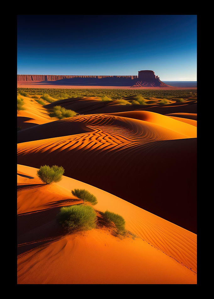 Desert With Green Bush
