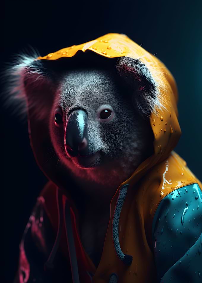 Koala in a Raincoat