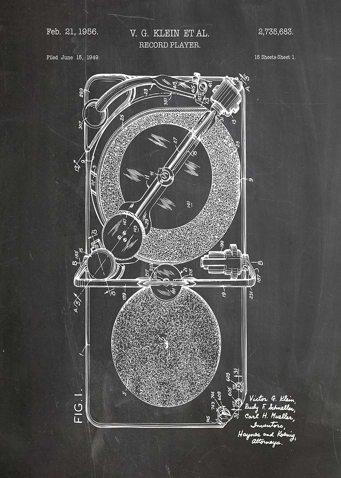 record player patent 1956